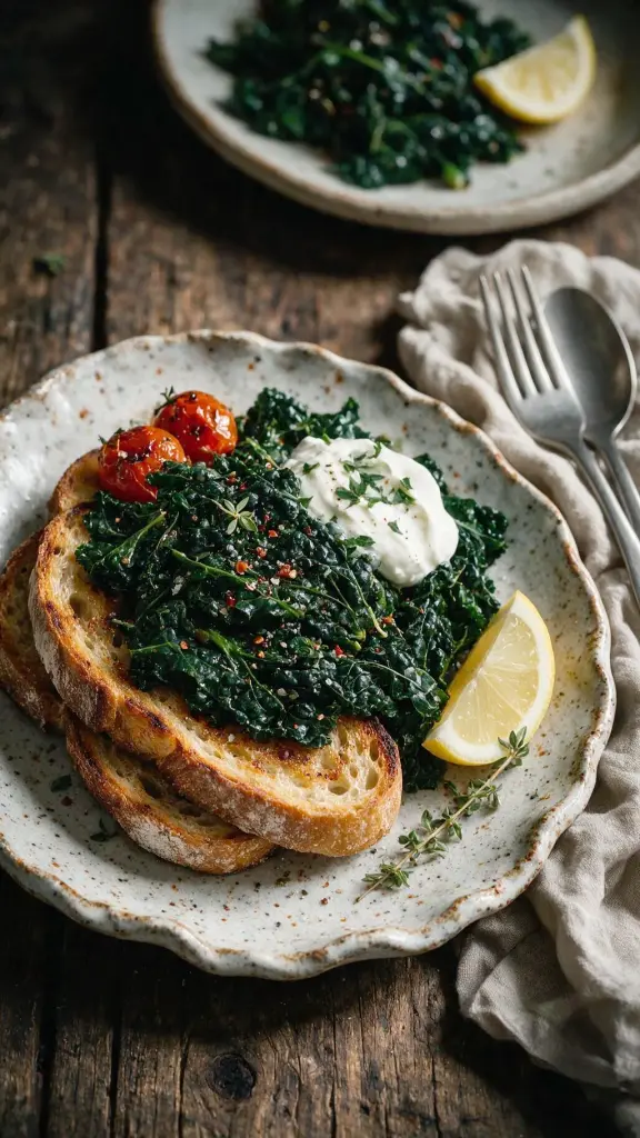 Grünkohl auf Toast