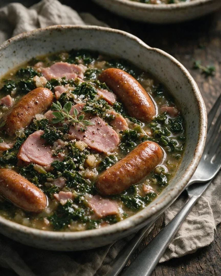 Grünkohl-Eintopf mit Wurst (KI-Illustration)