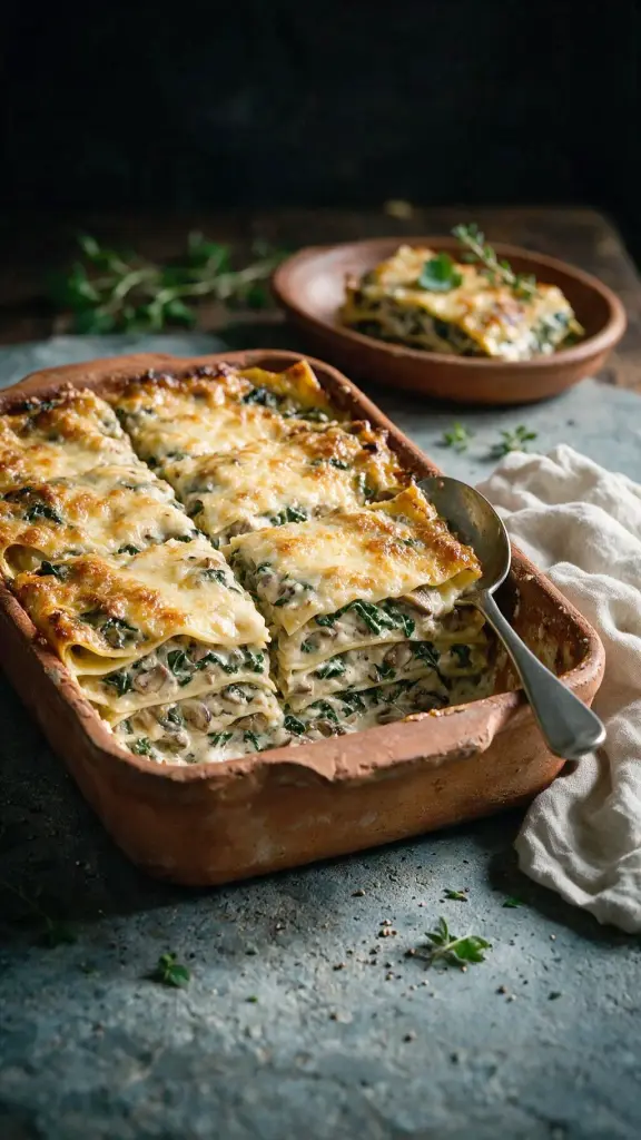 Grünkohl-Pilz-Lasagne