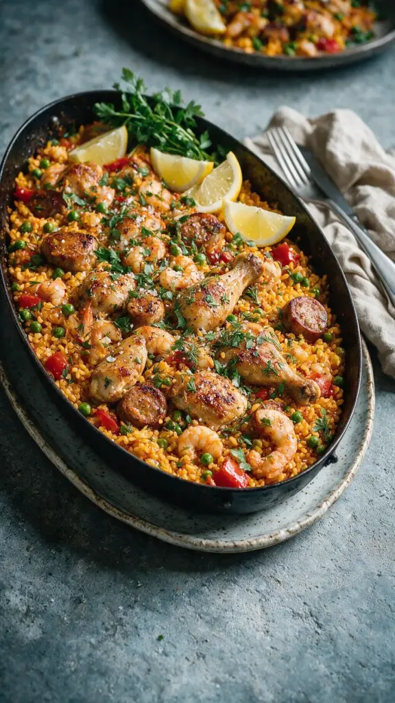 Hähnchen-Garnelen-Paella