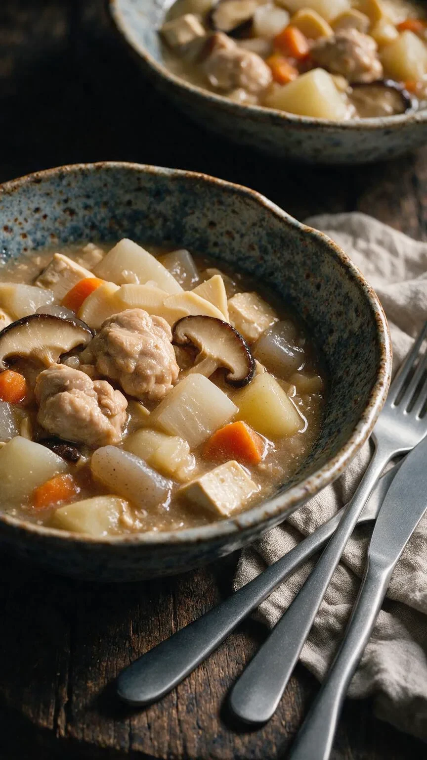 Hähnchen-Gemüsesuppe mit Daikon