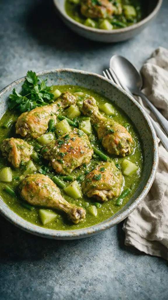 Hähnchen in grüner Mole