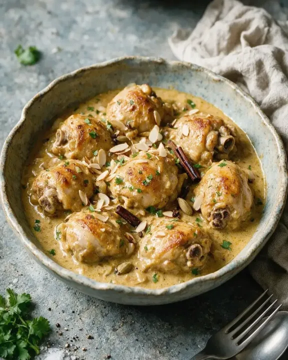 Hähnchen-Korma mit Mandeln (KI-Illustration)