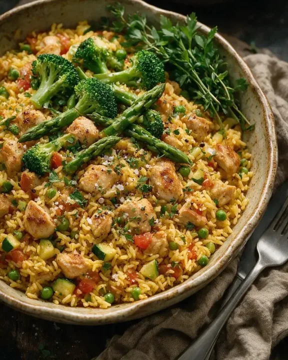 Hähnchen-Paella (KI-Illustration)