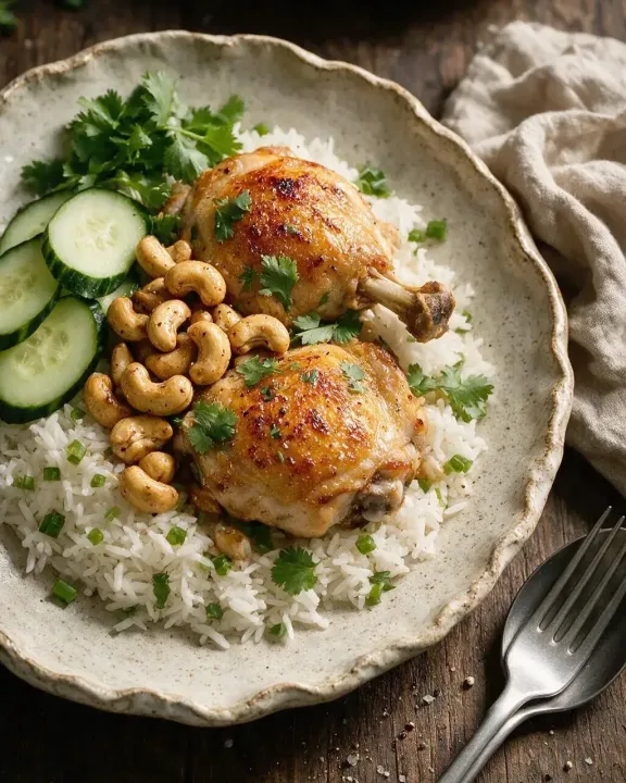 Hähnchen-Schmortopf mit Cashews (KI-Illustration)