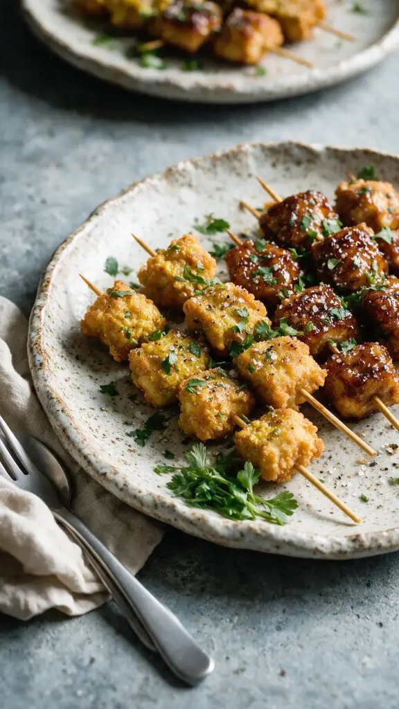 Frittierte Hähnchen-Spieße