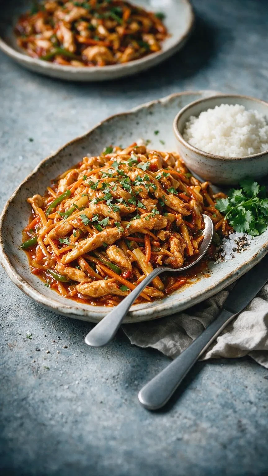 Hähnchen-Stir-Fry mit Chilis