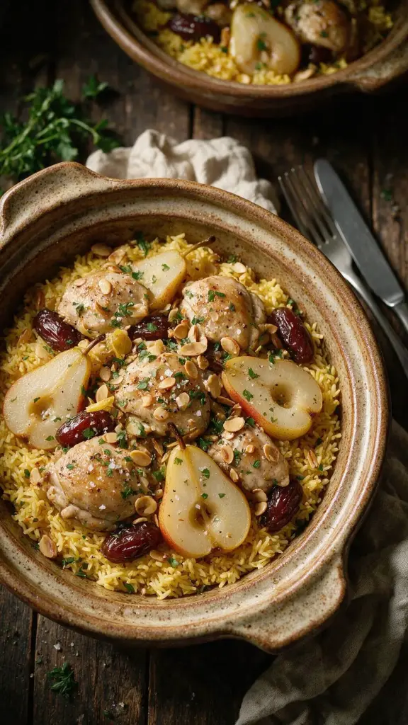 Hähnchen-Tajine mit Safranreis