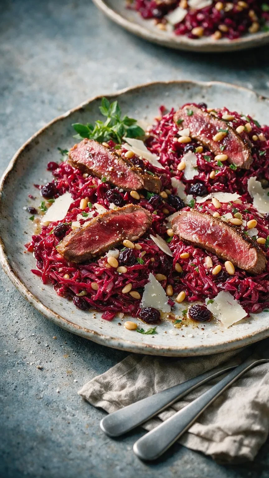 Hirschrücken mit Rotkohl