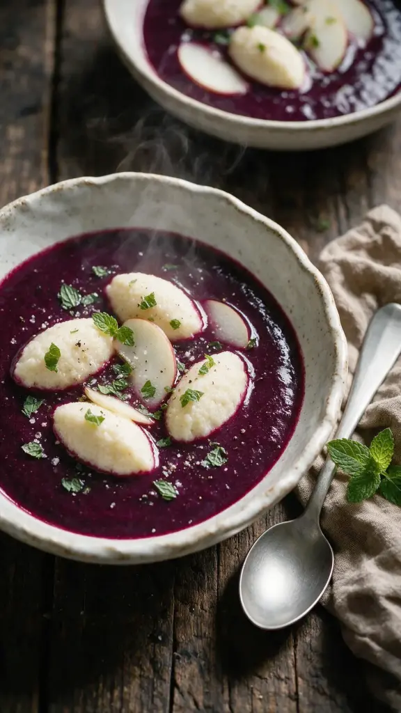 Holundersuppe mit Grießklößchen