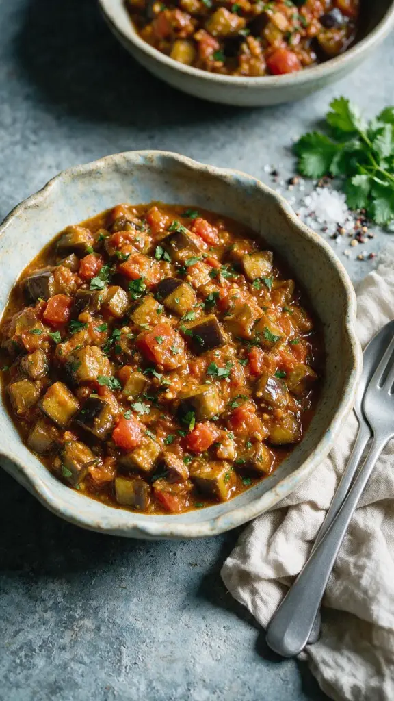 Geschmorte Aubergine mit Kolhapuri