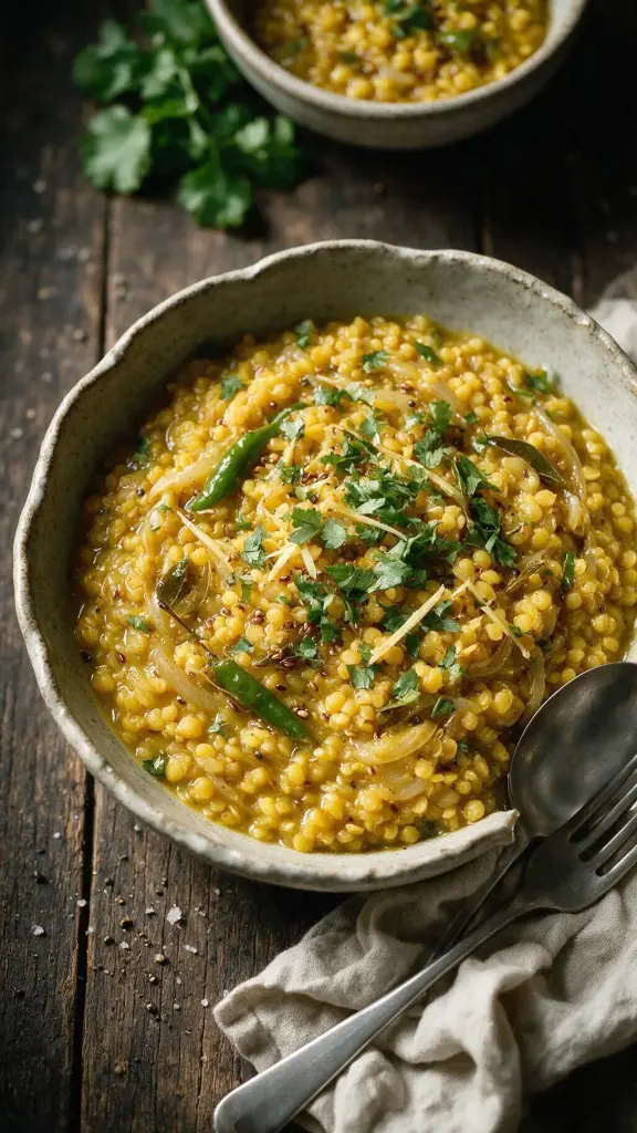 Moong Dal mit Chili und Zwiebeln