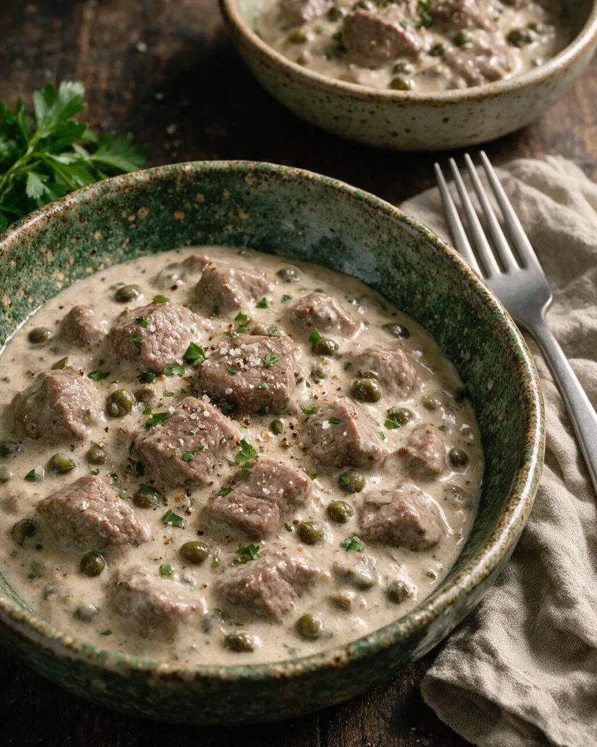 Kalbfleisch in Kapernsauce (KI-Illustration)