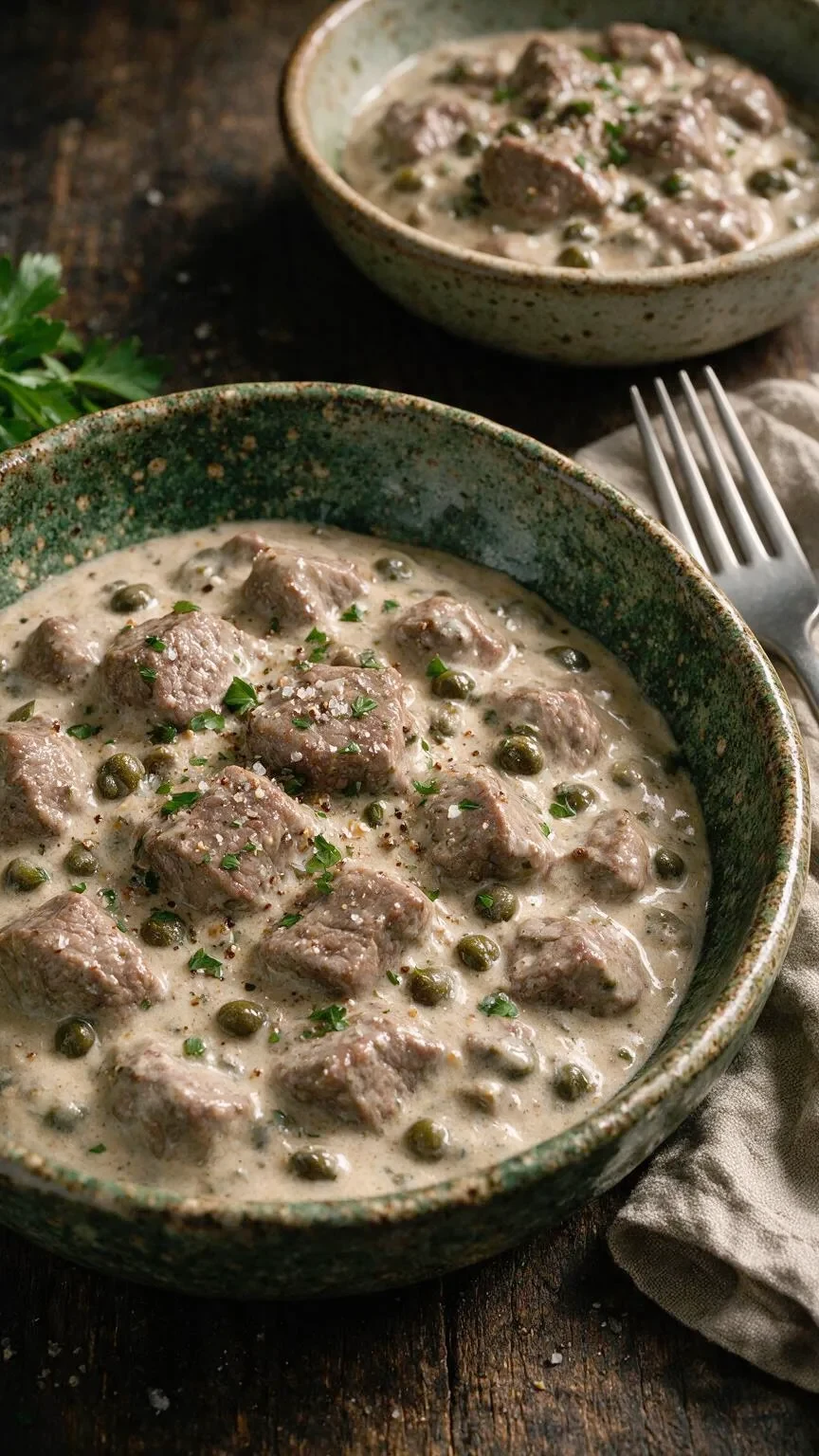 Kalbfleisch in Kapernsauce (KI-Illustration)