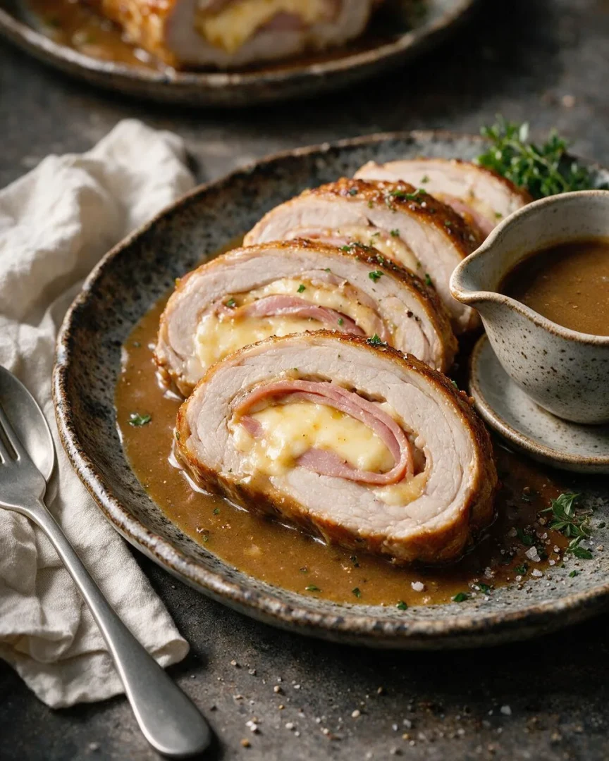 Kalbsbraten mit Schinken und Käse (KI-Illustration)