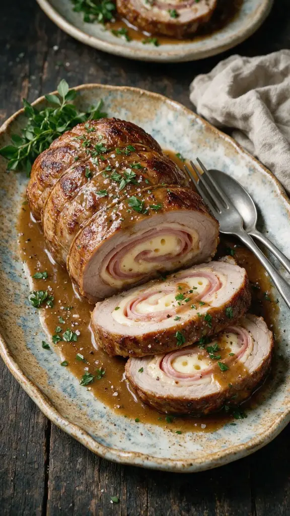Kalbsbraten mit Schinken und Käse