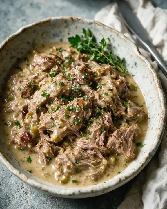 Kalbshaxe mit Gewürzgurkensauce (KI-Illustration)
