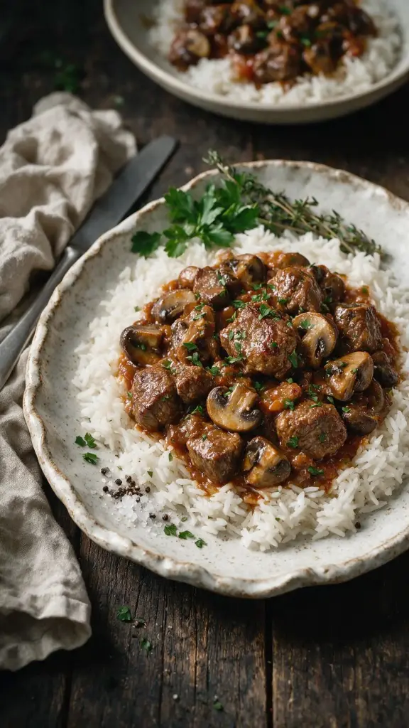 Kalbsragout mit Tomaten und Pilzen