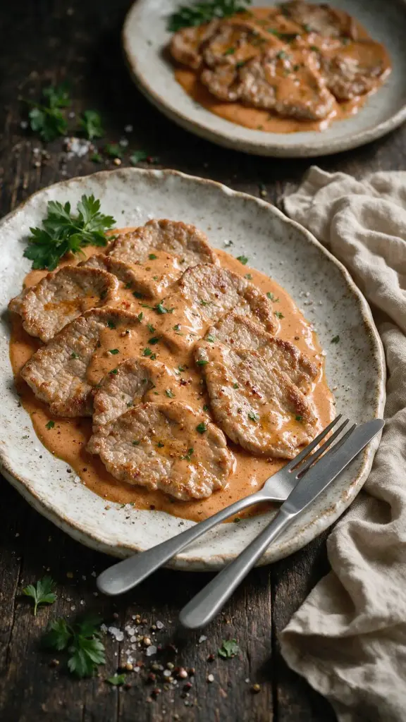 Kalbsschnitzel mit Paprikasauce