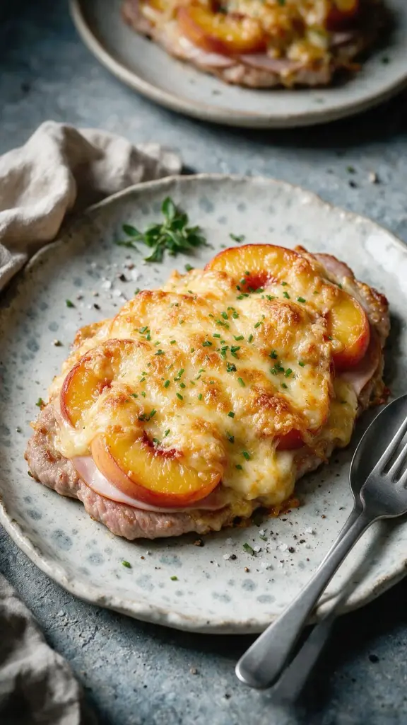 Kalbsschnitzel mit Pfirsich
