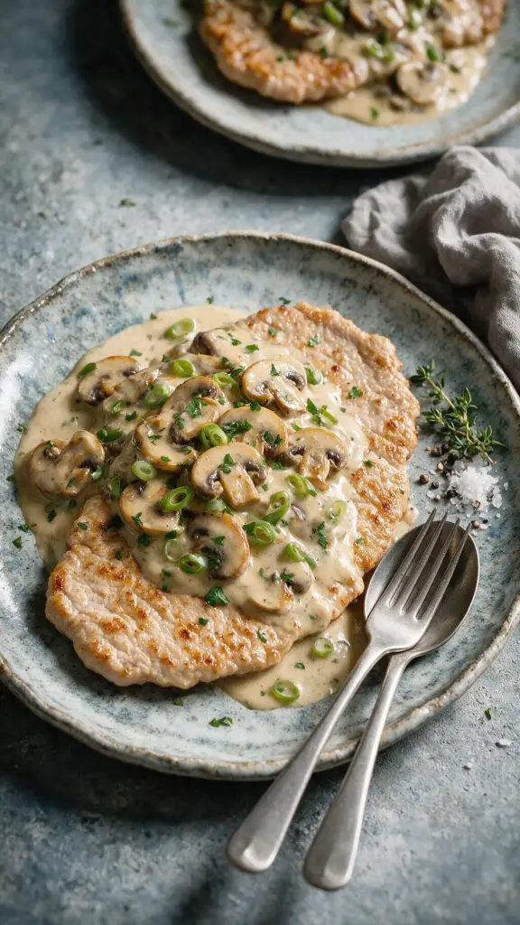 Kalbsschnitzel mit Pilzrahmsauce