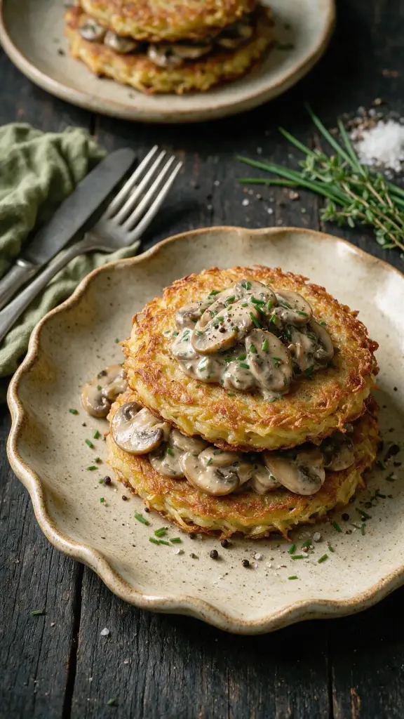 Kartoffelpuffer mit Pilz-Topping