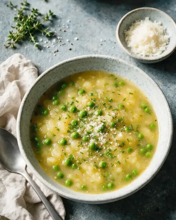 Kartoffel-Erbsen Suppe (KI-Illustration)