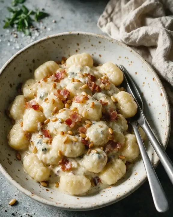 Kartoffelgnocchi mit Gorgonzola (KI-Illustration)