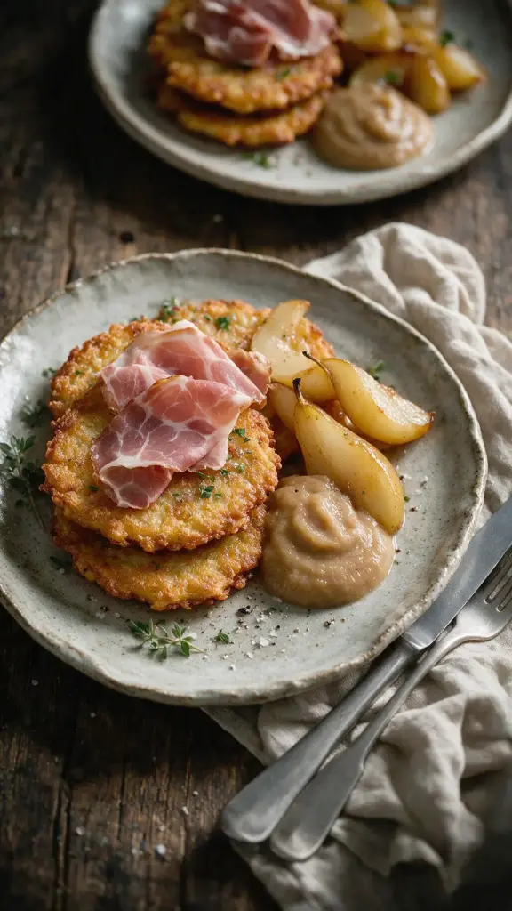 Kartoffelpuffer mit Fruchtpüree