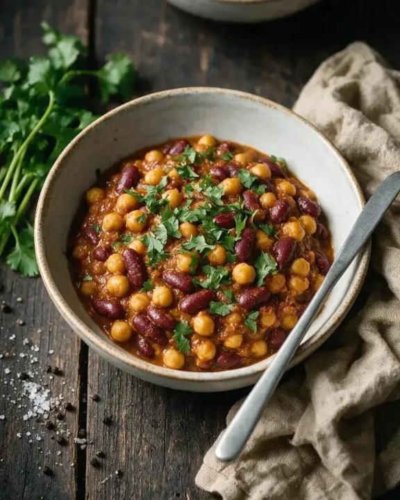 Kichererbsen-Kidneybohnen-Curry (KI-Illustration)