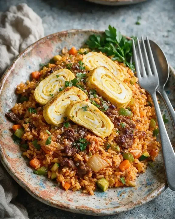 Kimchi Bratreis mit Bulgogi (KI-Illustration)