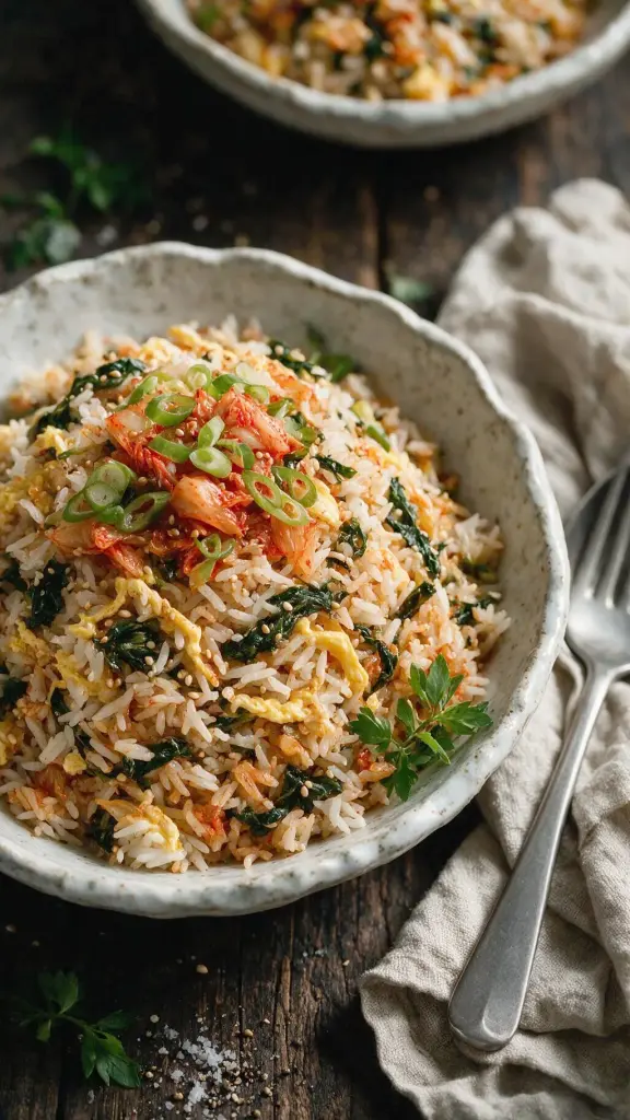 Kimchi-Gebratener Reis mit Grünkohl