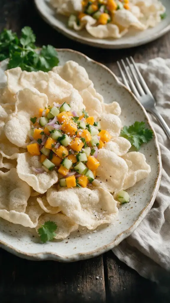 Knusprige Kroepoek mit Relish