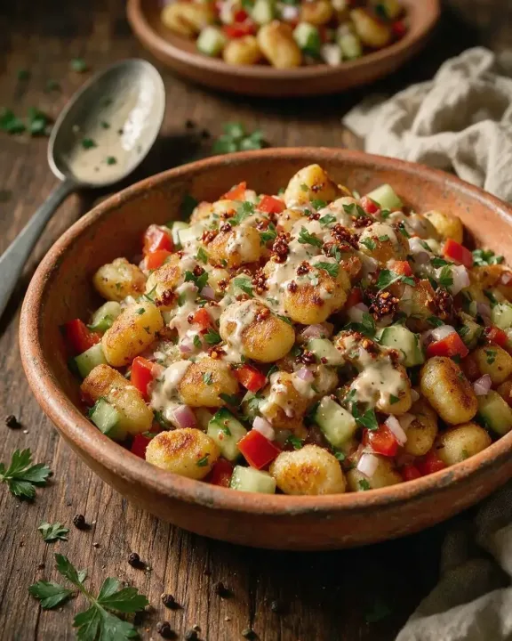 Knuspriger Gnocchi-Salat (KI-Illustration)