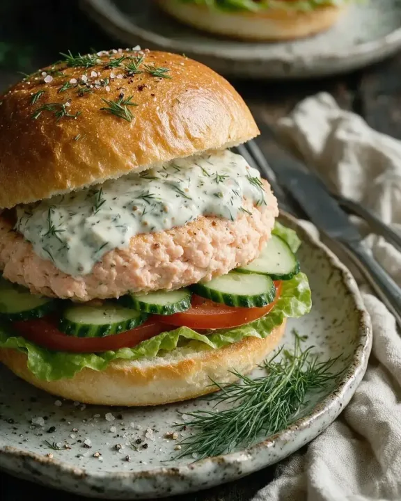 Fischburger mit Lachs (KI-Illustration)