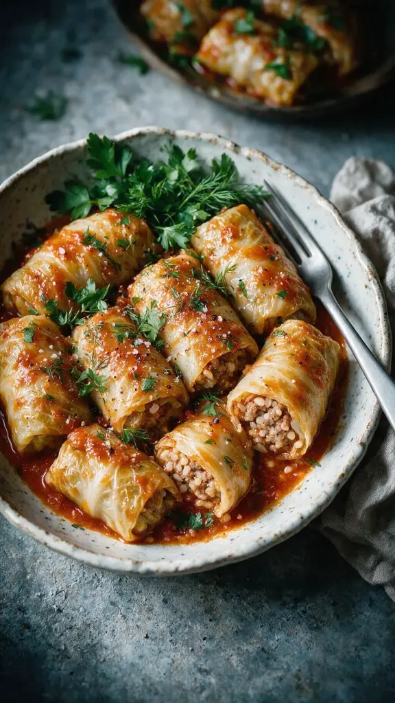 Kohlrouladen in Tomaten-Sumach-Sauce