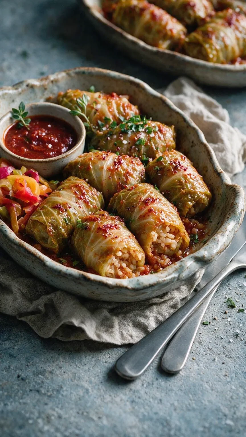 Kohlrouladen in Tomaten-Sumach-Sauce