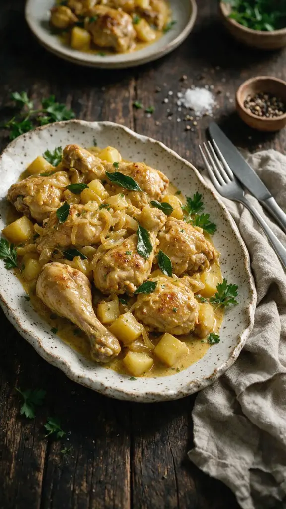 Kokos-Hähnchen mit Kartoffeln