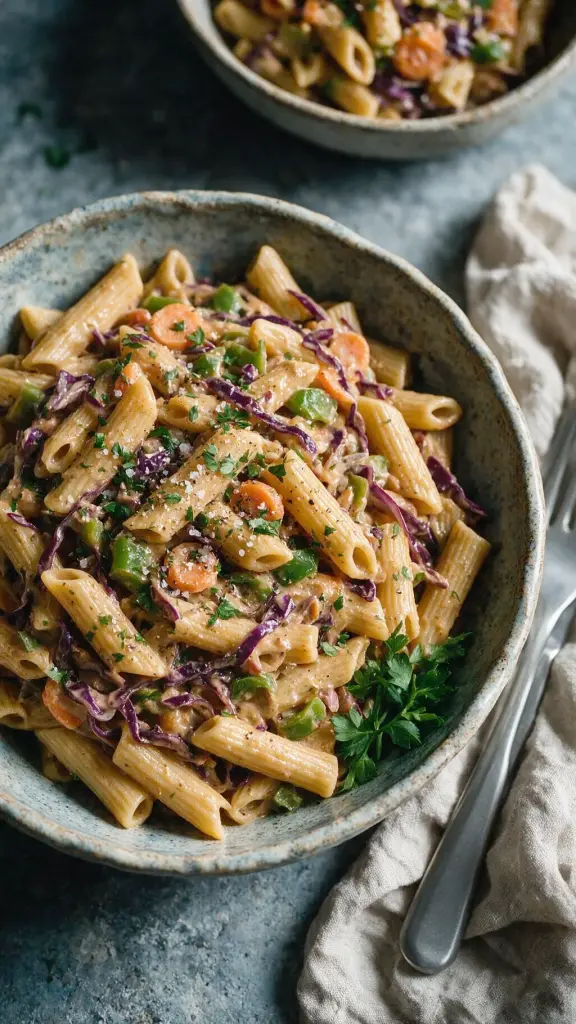 Asia-Pasta mit Rotkohl