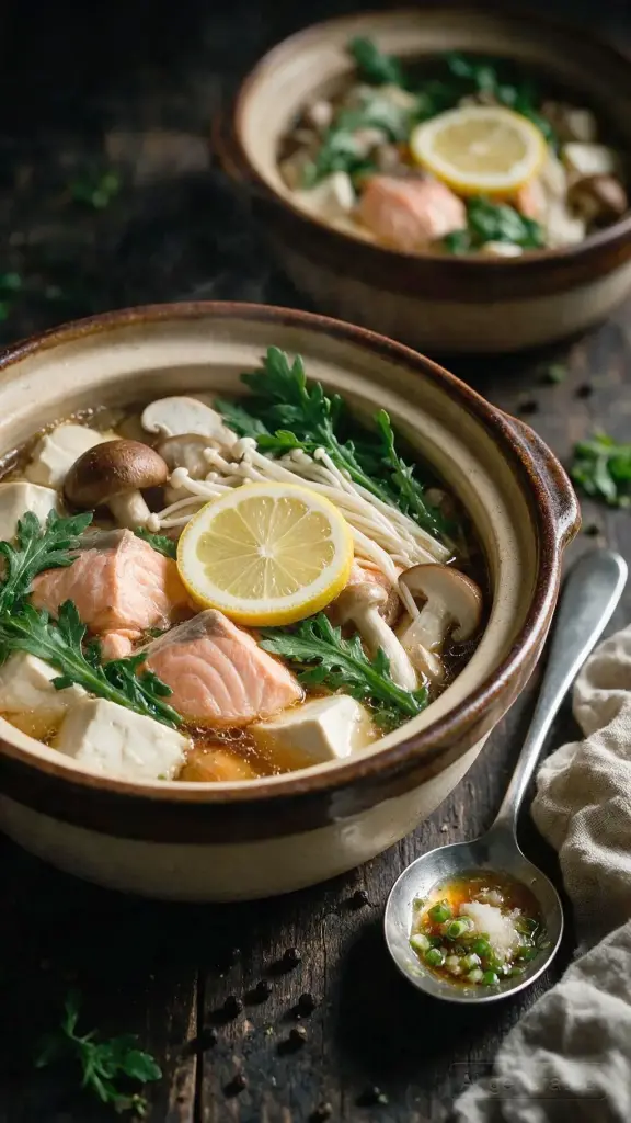 Lachs mit Tofu und Pilzen