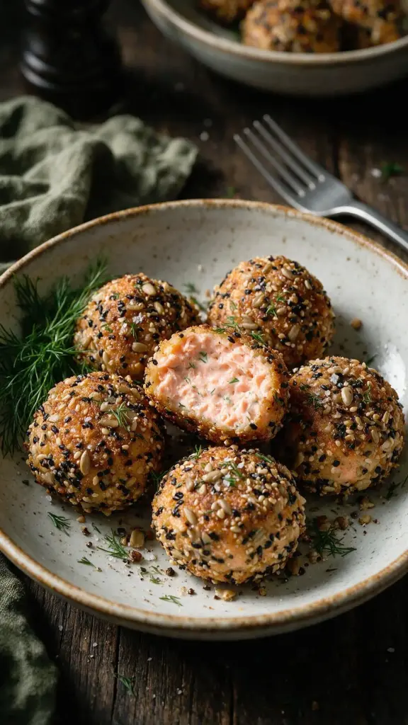 Lachsbällchen mit Sesam