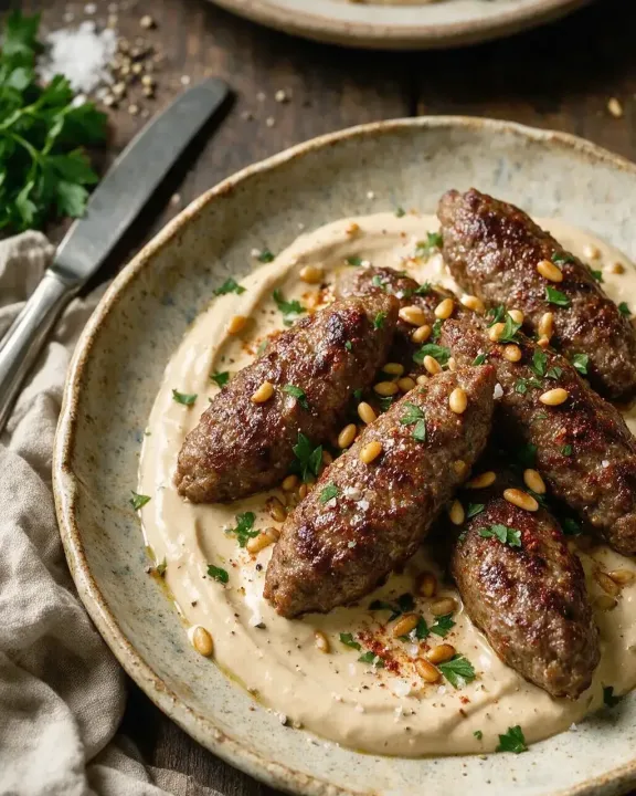 Lamm-Kofta in Tahini-Sauce (KI-Illustration)