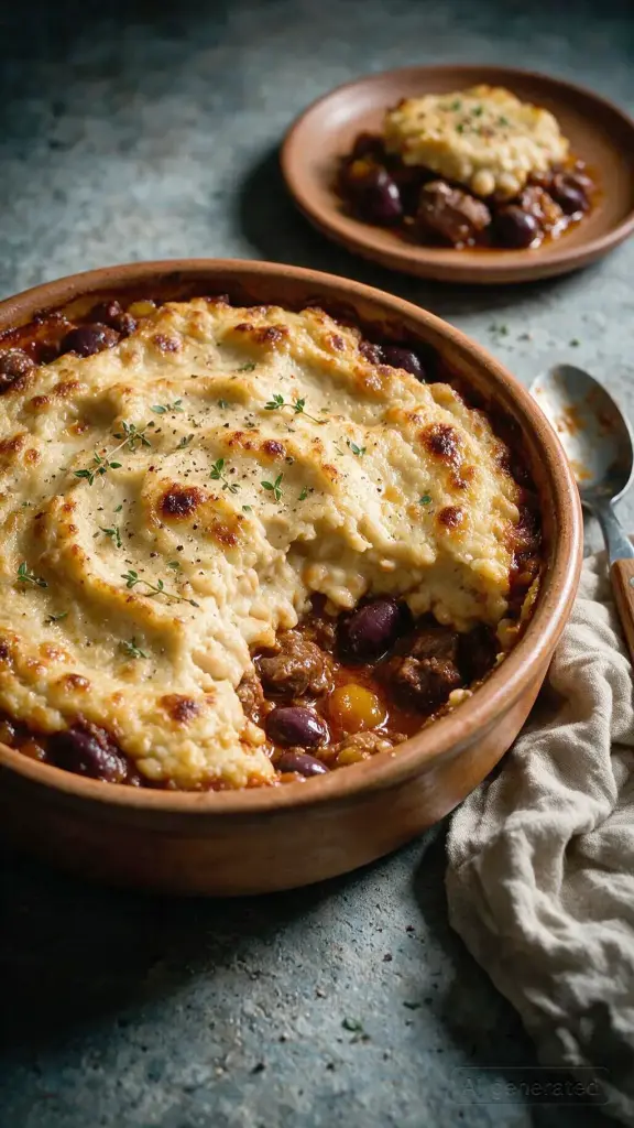 Lammauflauf mit Bohnenkruste
