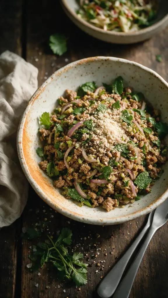 Larb-Salat mit Curry-Ente