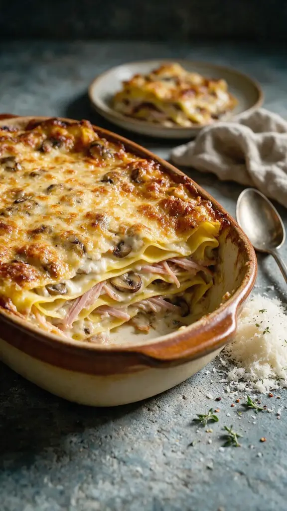 Pilz-Schinken-Lasagne