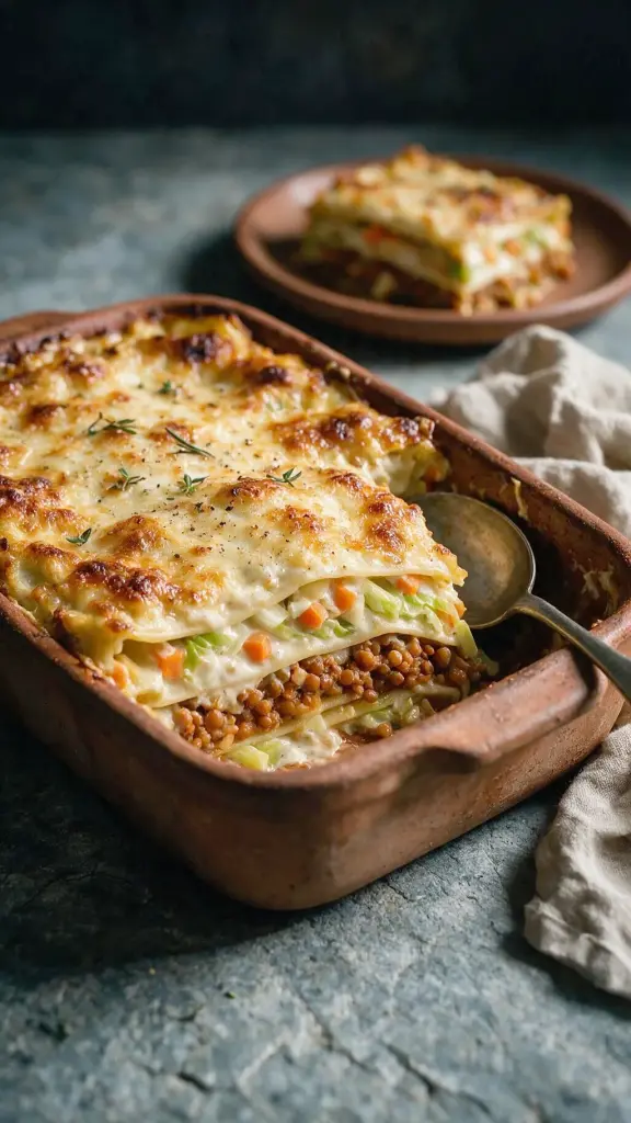 Linsen-Gemüse-Lasagne