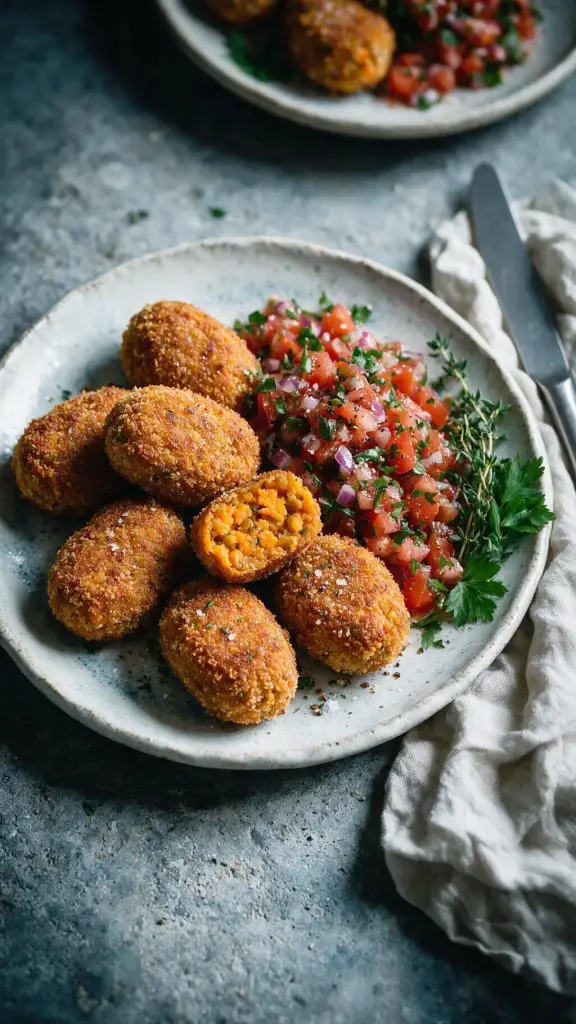 Linsen-Süßkartoffel-Kroketten