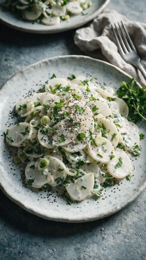 Mairübensalat mit Joghurt und Mohn