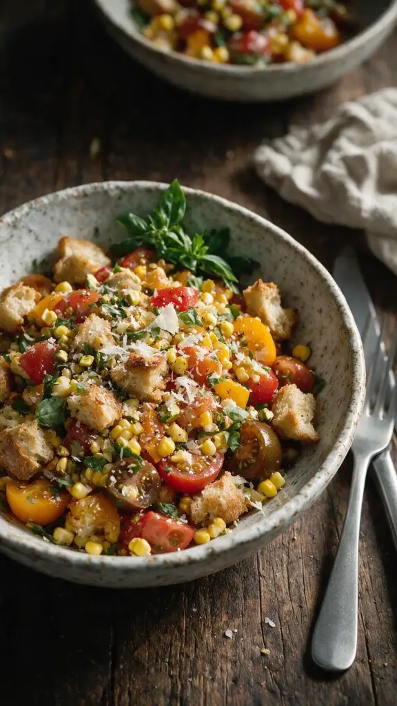 Mais-Tomatensalat mit Croutons