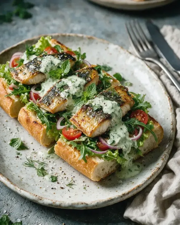 Makrelen-Baguette mit Minz-Dressing (KI-Illustration)